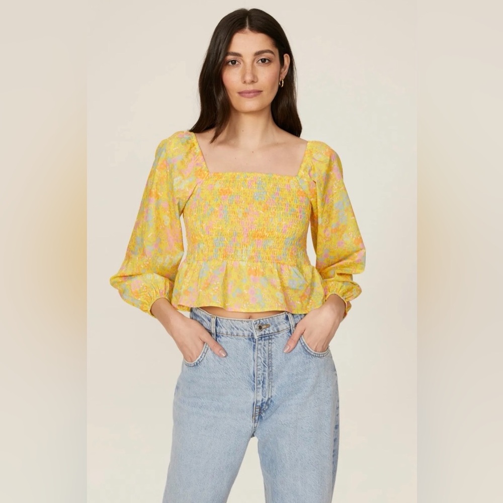 Louna Yellow Floral Smocked Blouse
